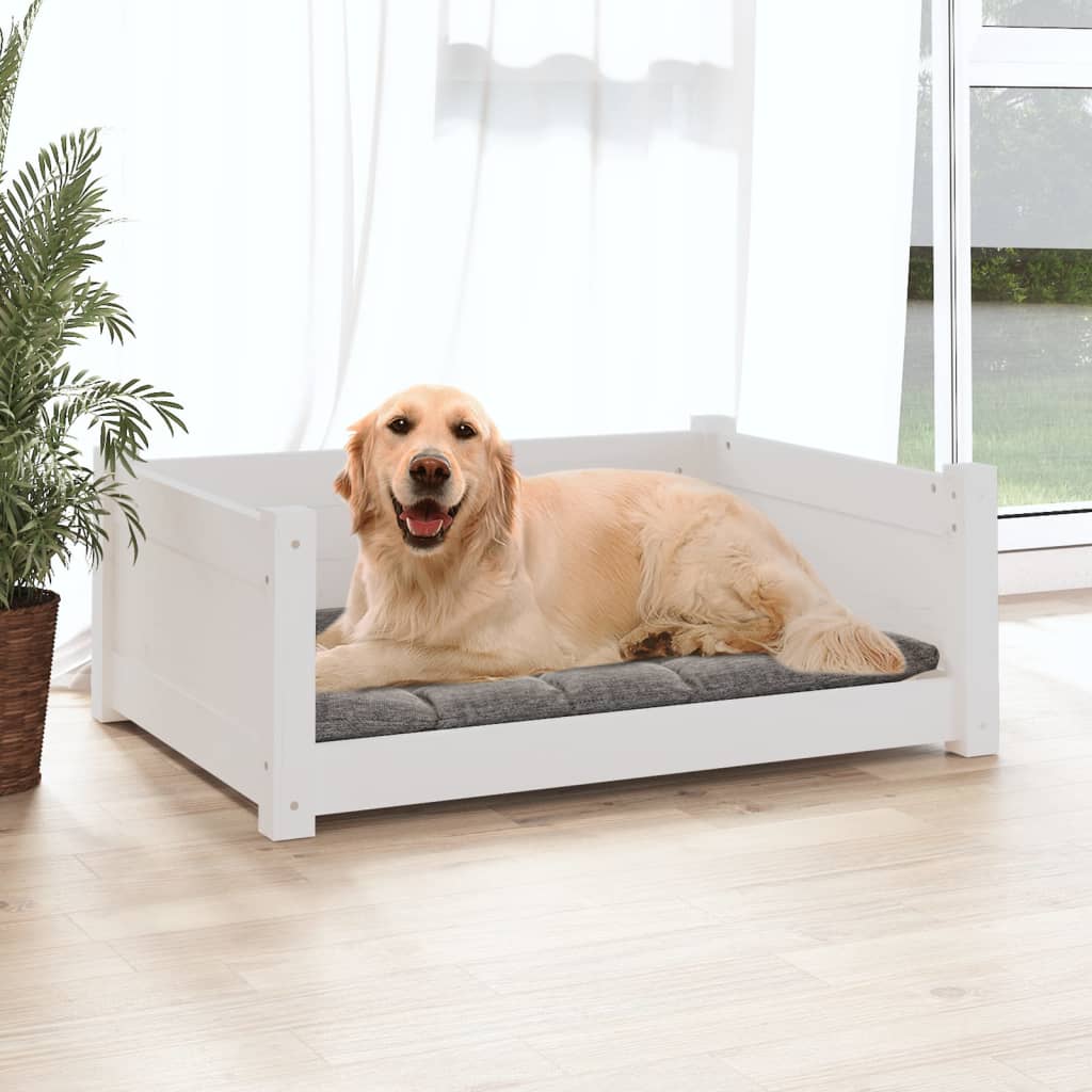 Vidaxl Dog Basket 75.5x55.5x28 cm Pino solido bianco