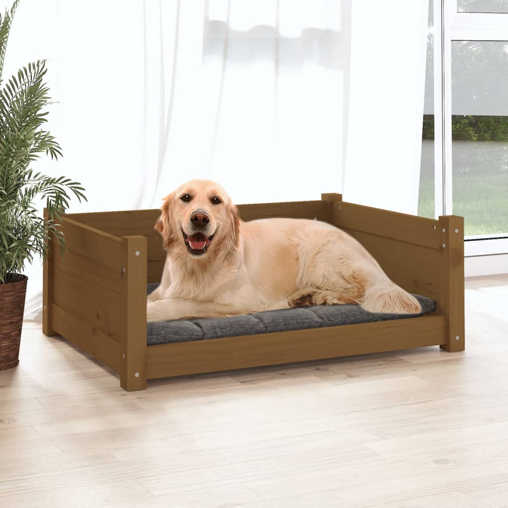 Vidaxl Dog Basket 75.5x55.5x28 cm Miele di pino solido marrone