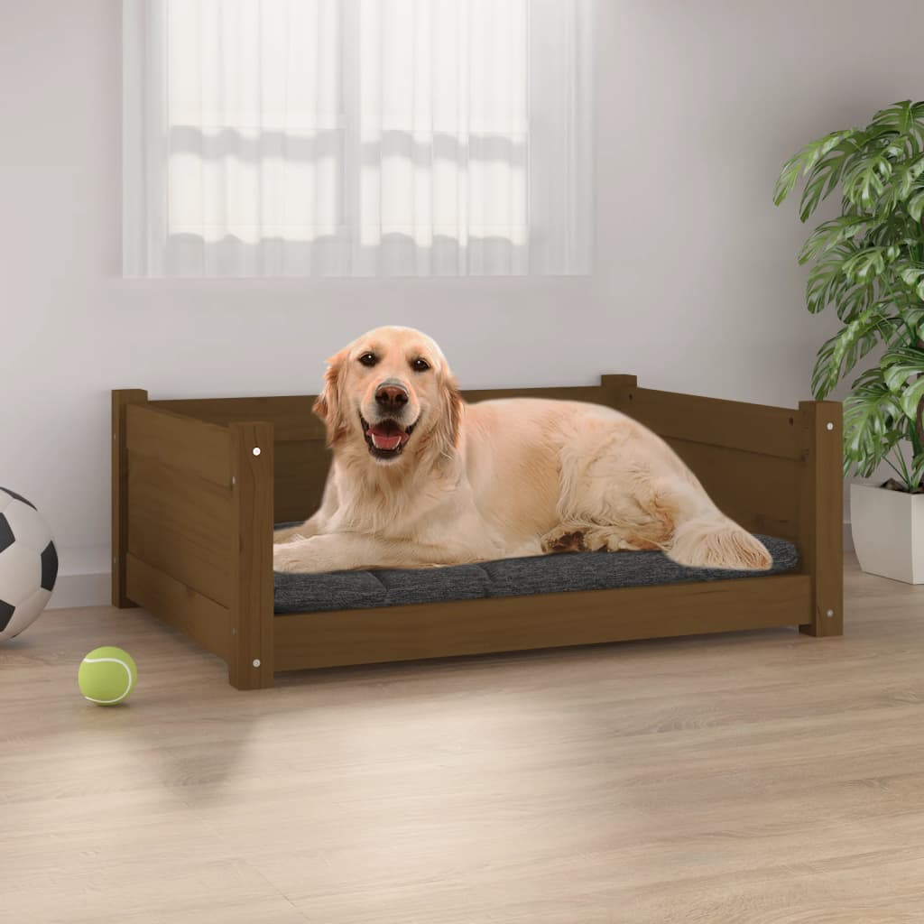 Vidaxl Dog Basket 75.5x55.5x28 cm Miele di pino solido marrone