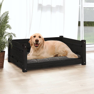 Vidaxl Dog Basket 75.5x55.5x28 cm Pino di pino solido nero