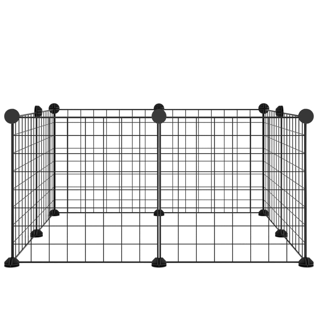 VidaXL Huisdierenkooi met 8 panelen 35x35 cm staal zwart