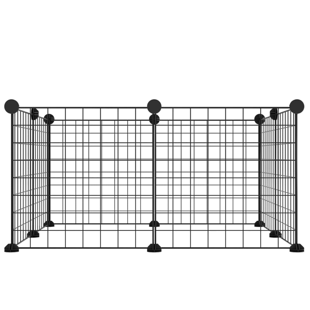 VidaXL Huisdierenkooi met 8 panelen 35x35 cm staal zwart