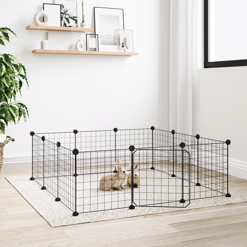 Vidaxl Pets Cage con puerta 12 paneles 35x35 cm de acero negro