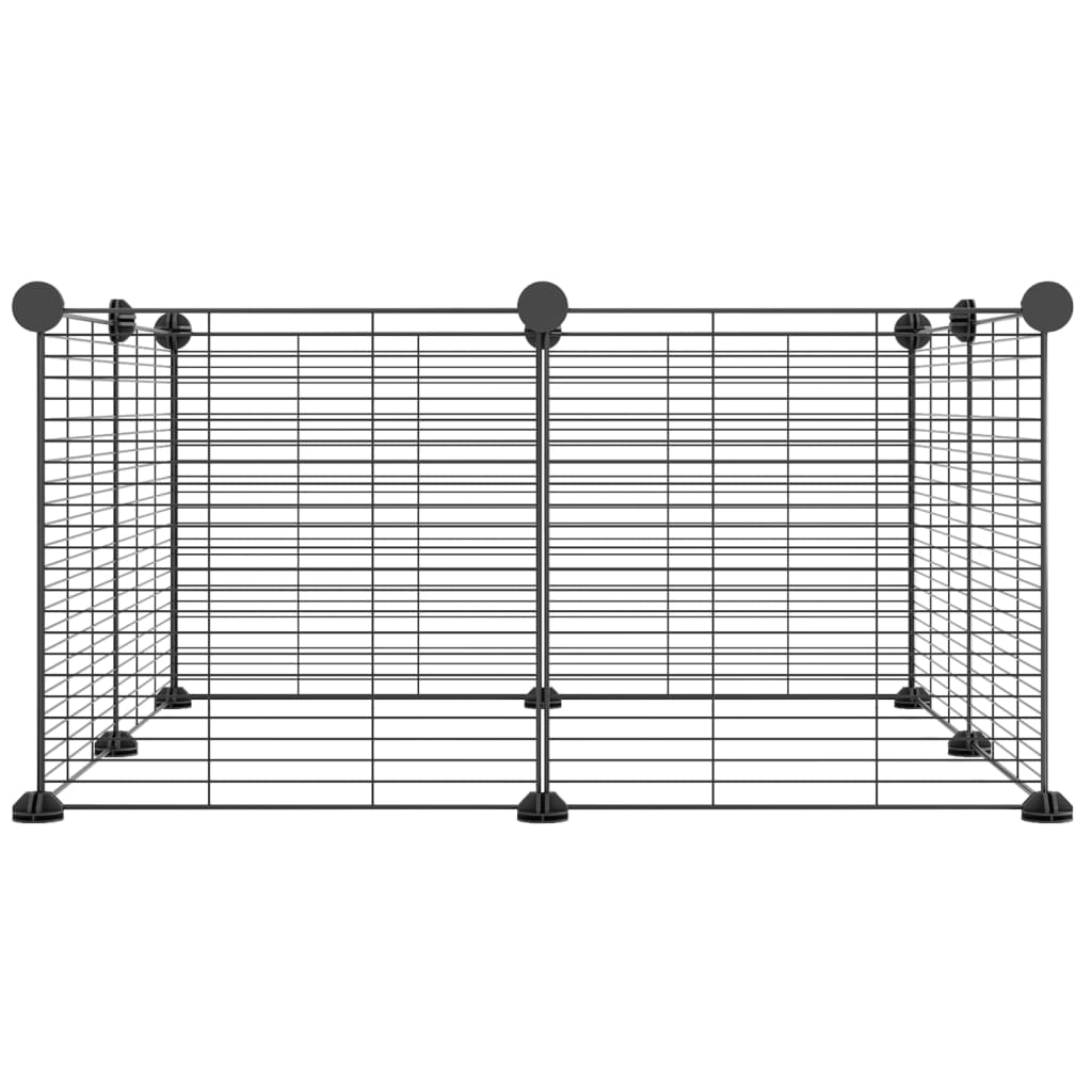 VidaXL Huisdierenkooi met 8 panelen 35x35 cm staal zwart