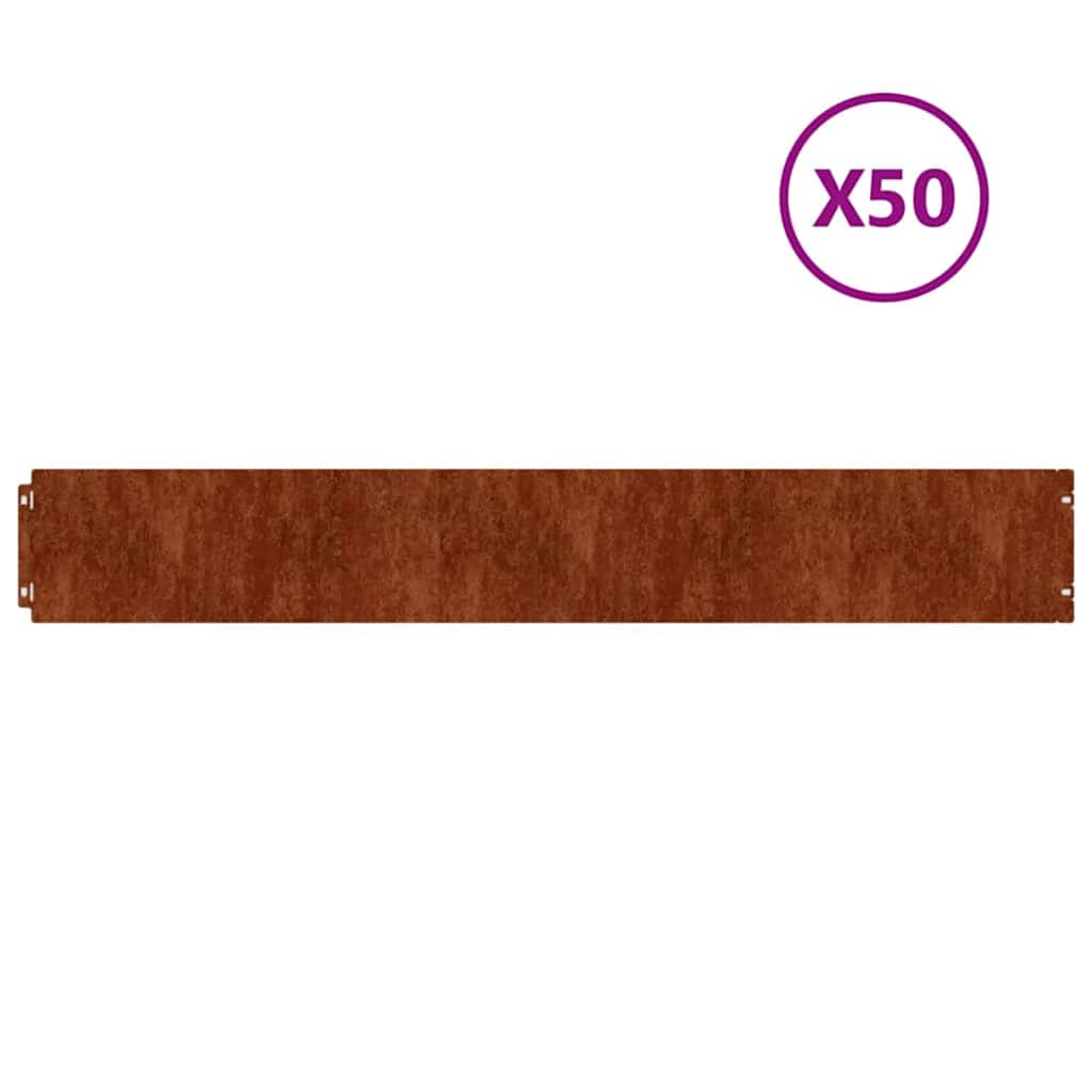 Vidaxl Gazon Edges 50 pezzi 15x103 cm flessibile Cortenstaal