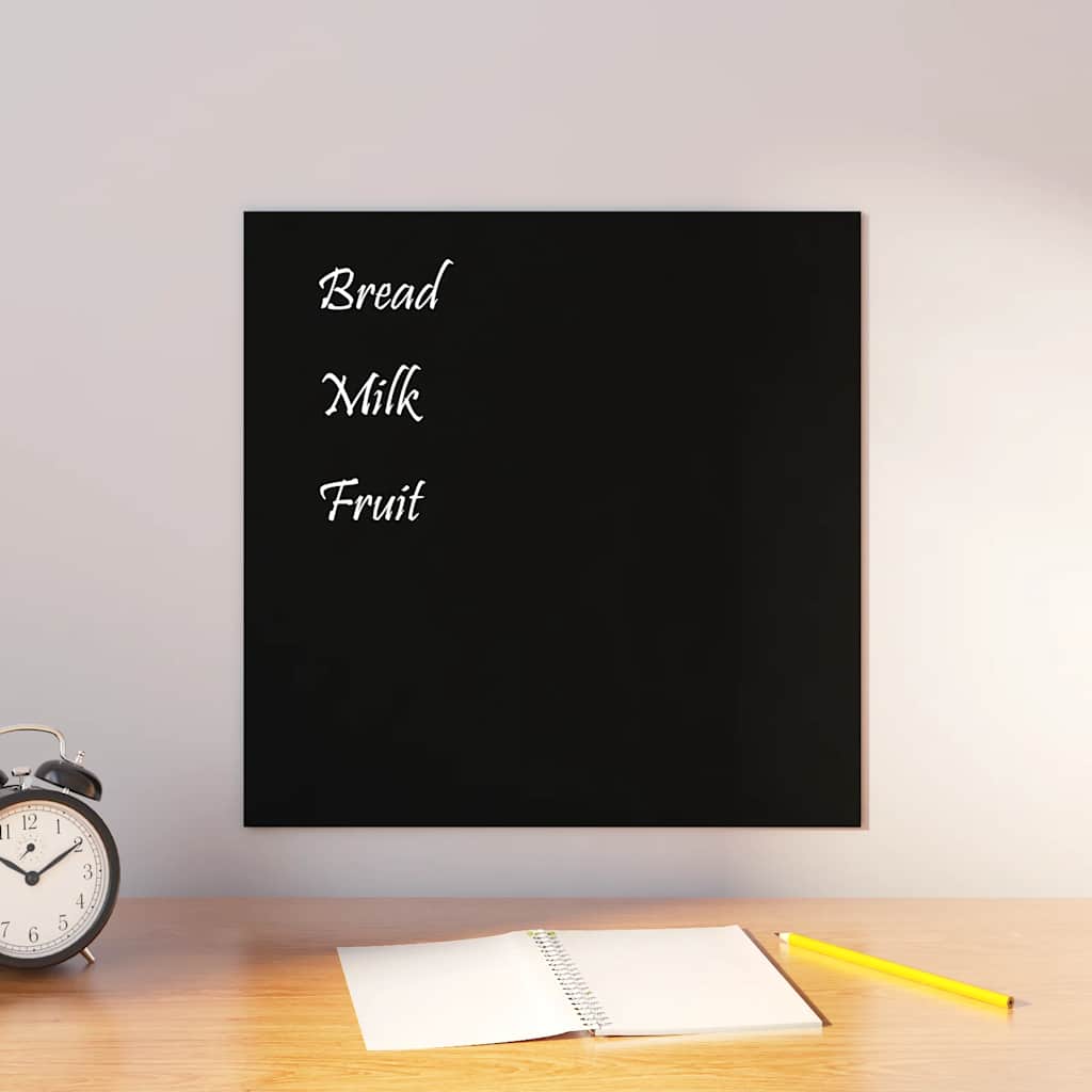 Vidaxl Magnetic Board Wall -Montato in vetro temperato da 40x40 cm nero