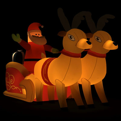 Vidaxl Decorazione natalizia Babbo Natale e renne gonfiabili LED 130 cm