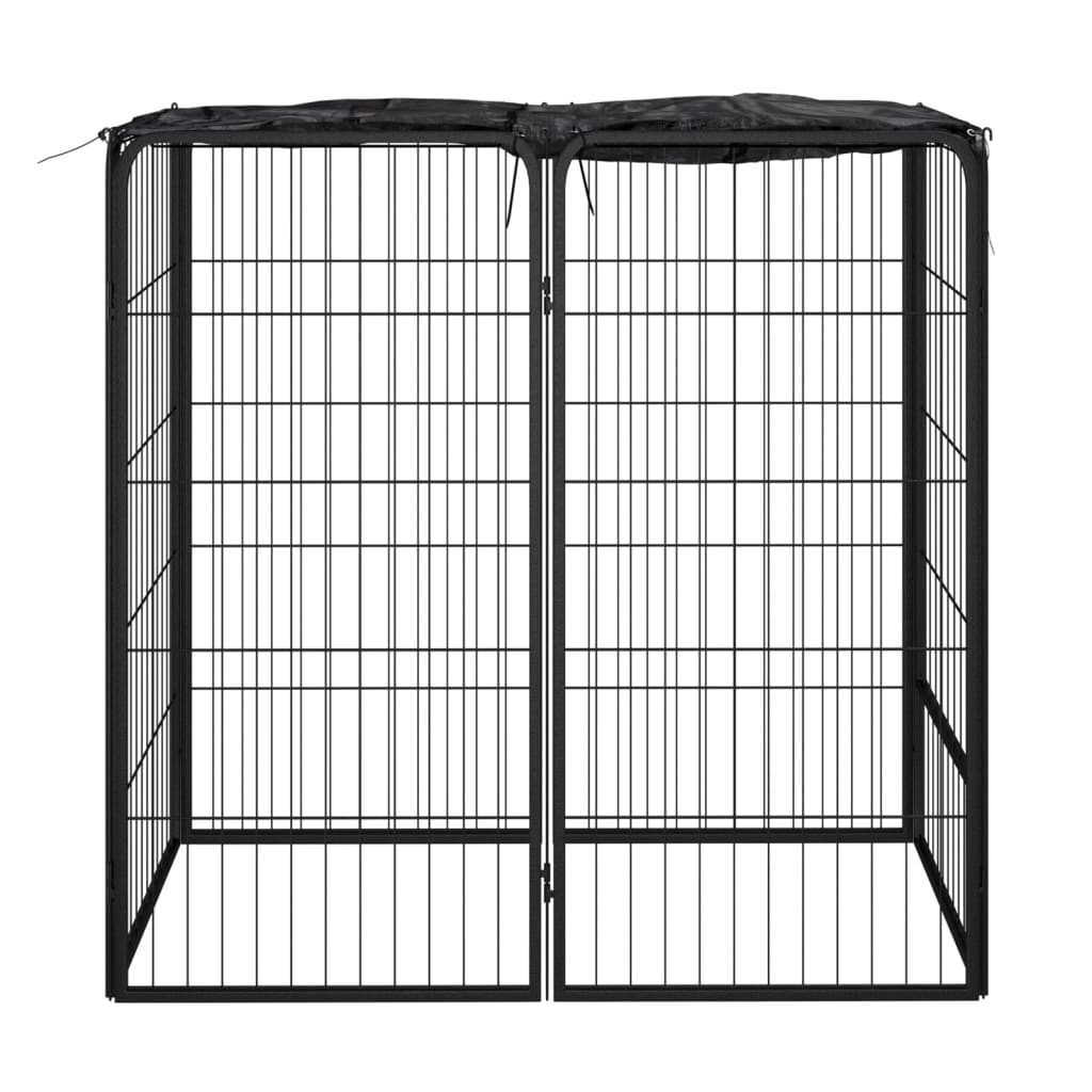 Vidaxl Kennel de perros 6 paneles 50 x 100 cm de polvo -acero negro