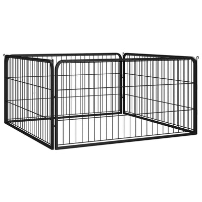 VidaXL Hondenkennel 4 panelen 100x50 cm gepoedercoat staal zwart