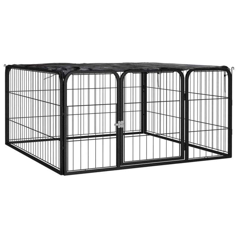 Vidaxl Kennel 4 paneles 100x50 cm de polvo -acero cubierto negro