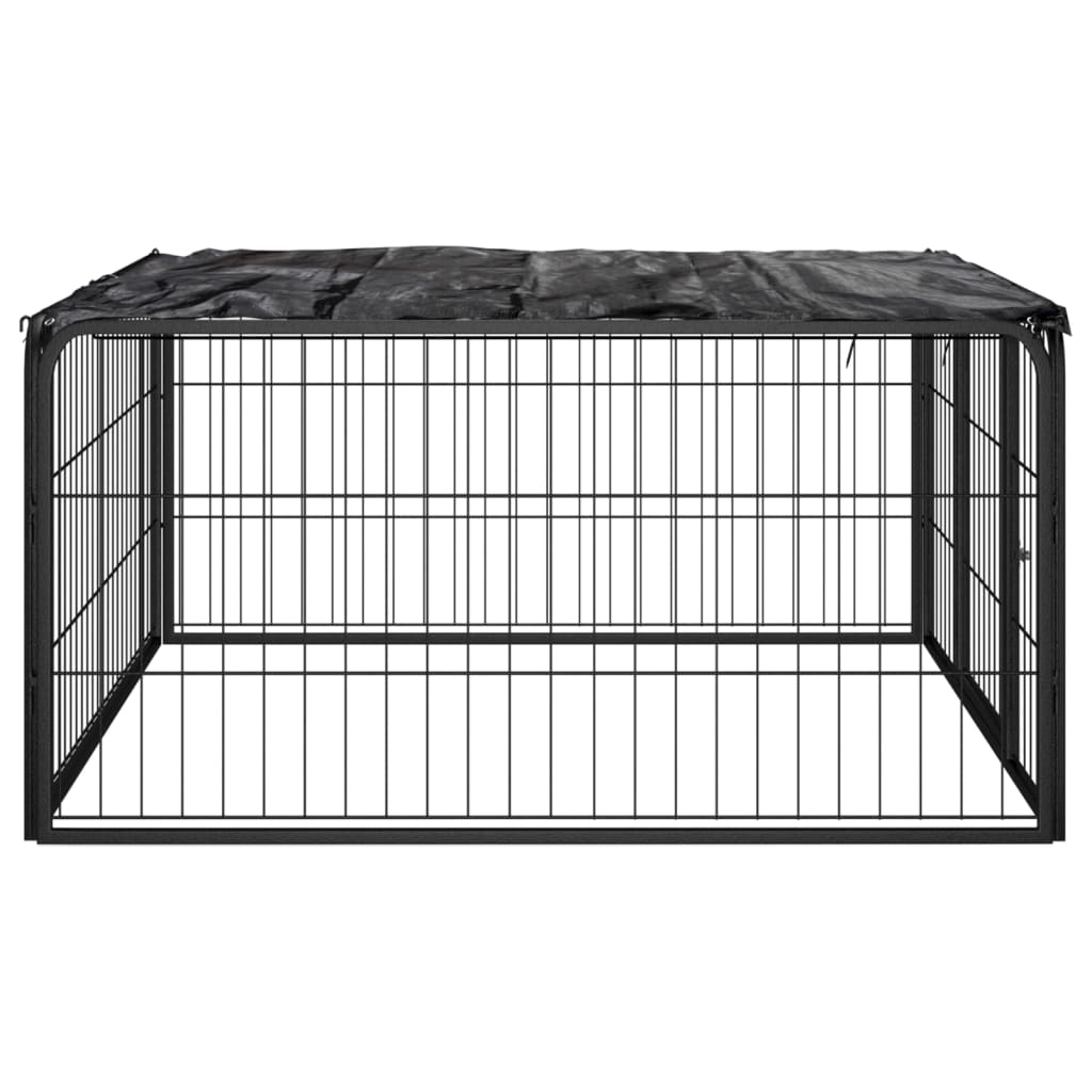 VidaXL Hondenkennel 4 panelen 100x50 cm gepoedercoat staal zwart