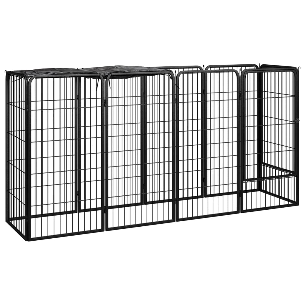 Vidaxl hondenkennel 10 panelen 50 x 100 cm gepoedercoat staal zwart