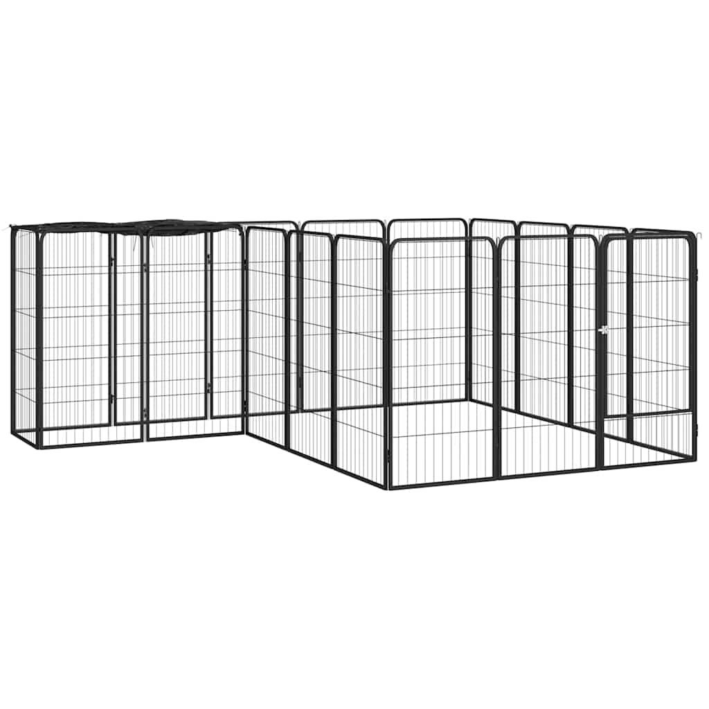Vidaxl Kennel 18 paneles 50 x 100 cm de polvo -acero negro