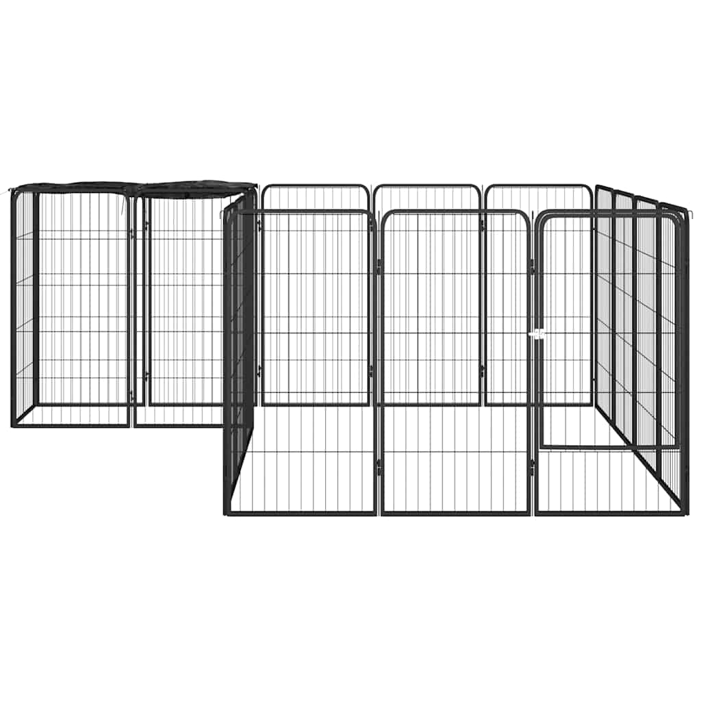 Vidaxl Kennel 18 paneles 50 x 100 cm de polvo -acero negro