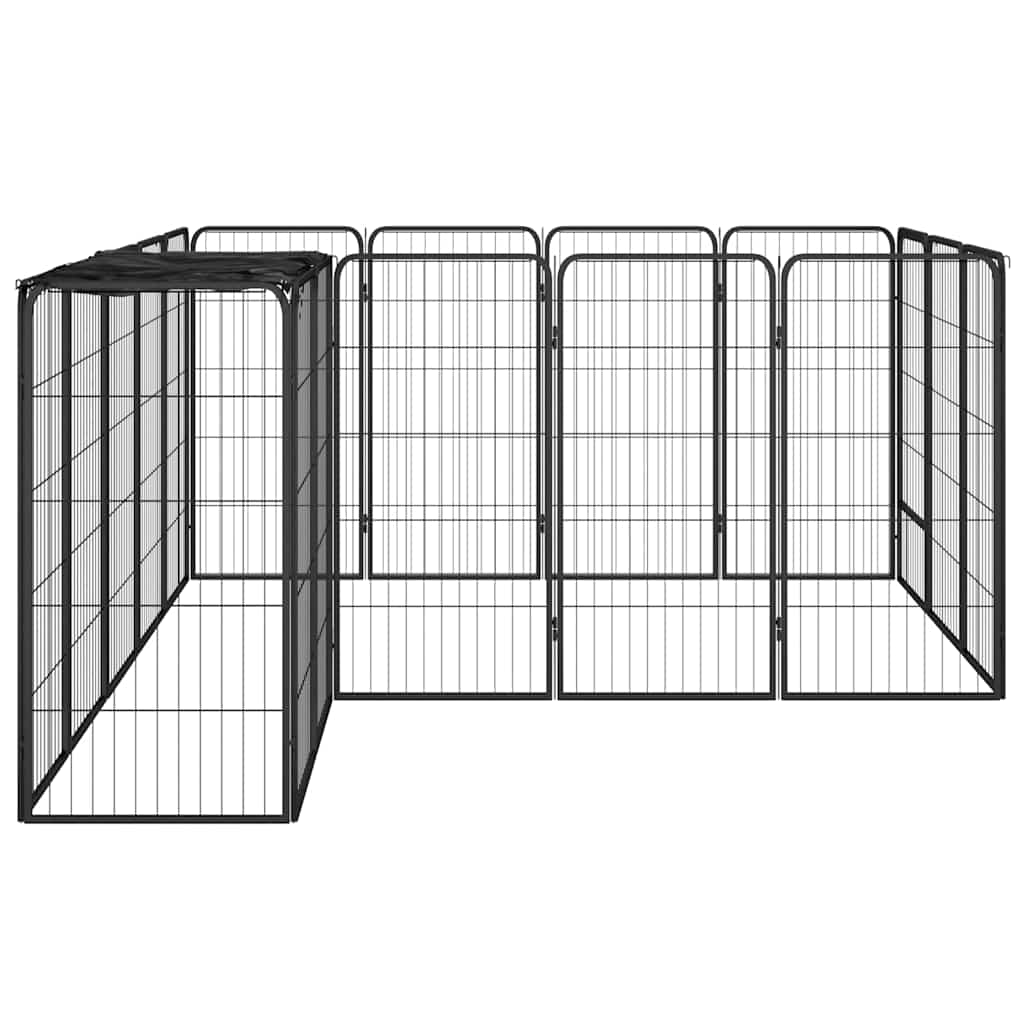 Vidaxl Kennel 18 paneles 50 x 100 cm de polvo -acero negro