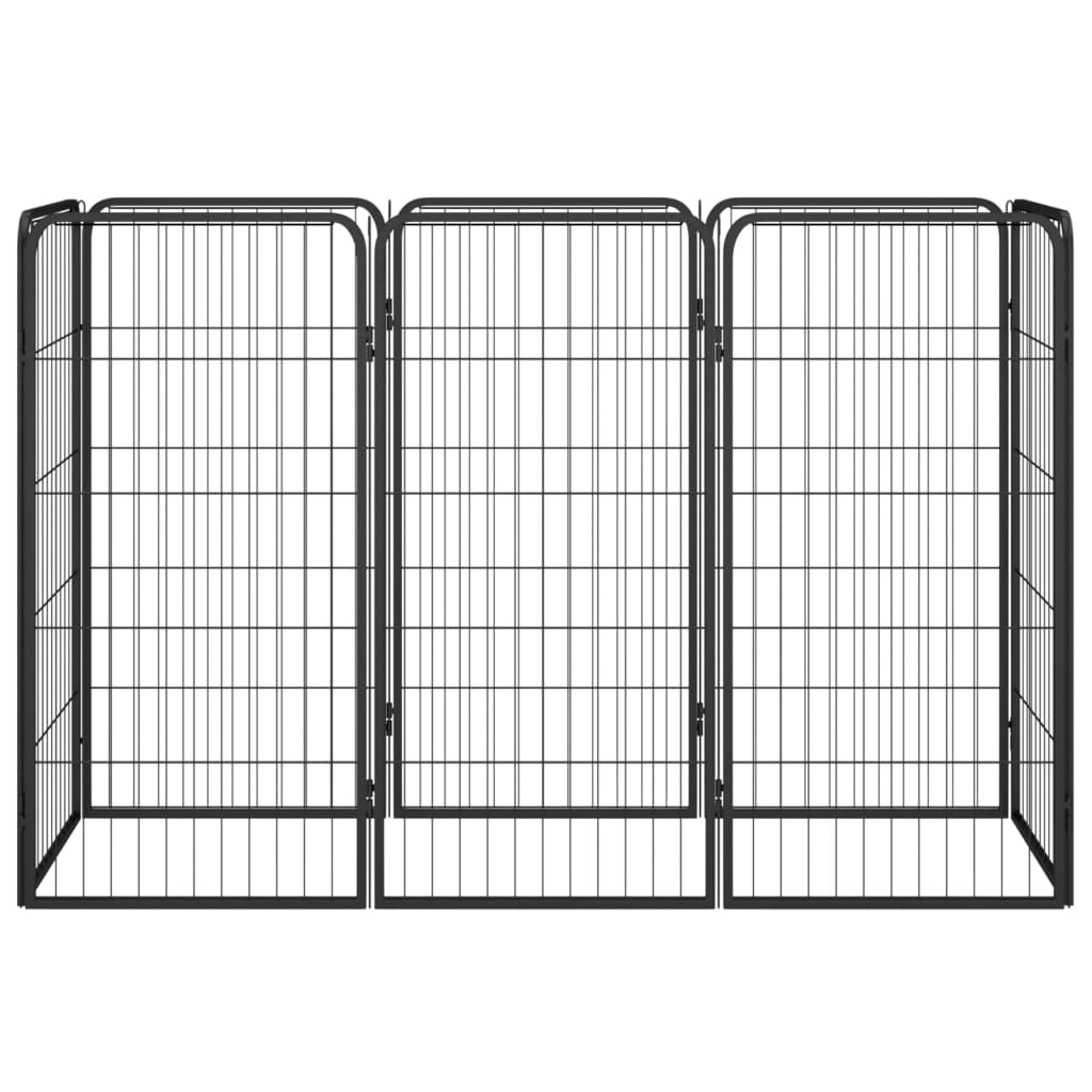 Vidaxl Kennel 8 paneles 50x100 cm de polvo -acero cubierto negro