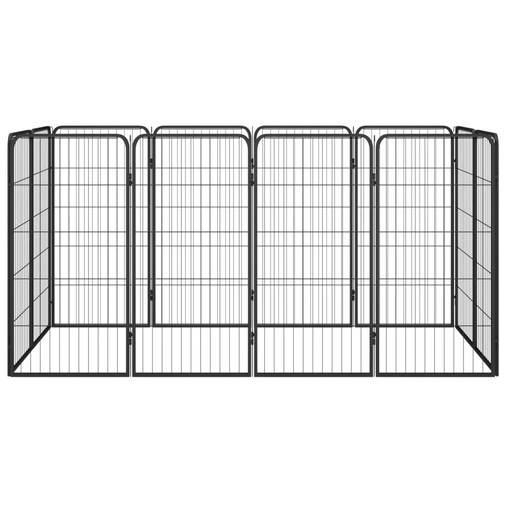 Vidaxl hondenkennel 12 panelen 50 x 100 cm gepoedercoat staal zwart