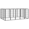 Vidaxl Kennel 16 paneles 50 x 100 cm de polvo -acero negro