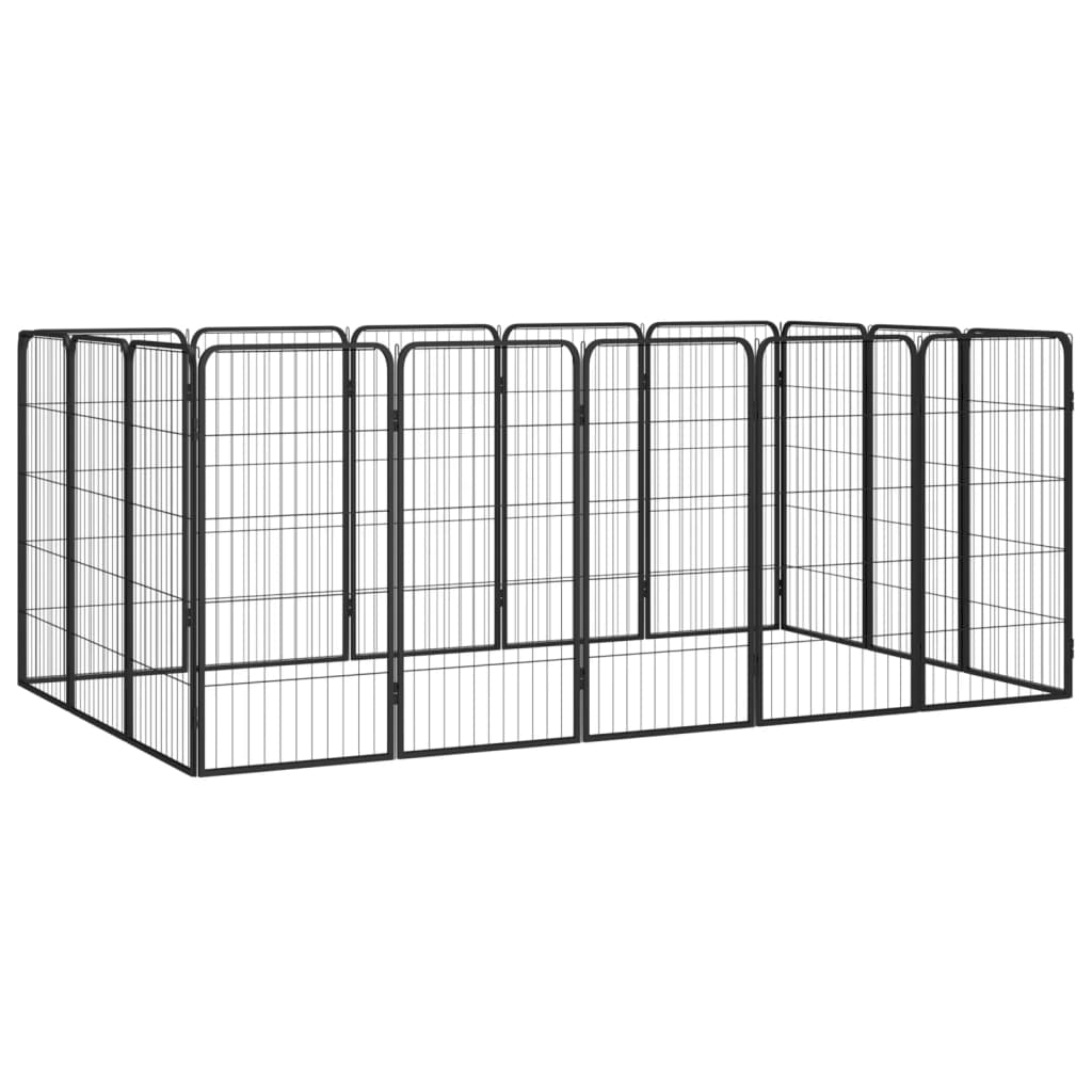 Vidaxl Kennel 16 paneles 50 x 100 cm de polvo -acero negro