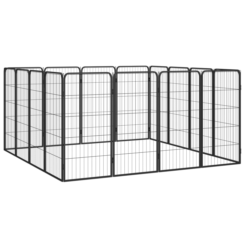 Vidaxl Kennel 16 paneles 50 x 100 cm de polvo -acero negro