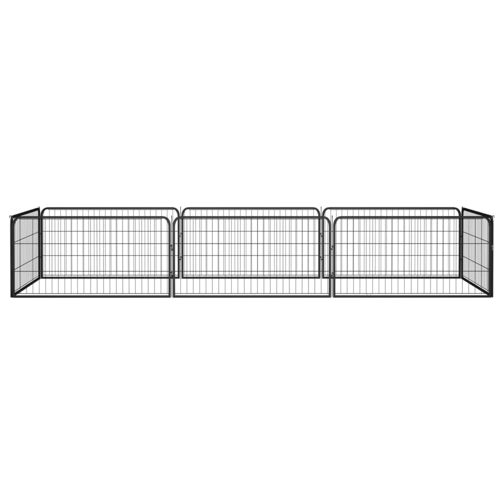 Vidaxl hondenkennel 8 panelen 100x50 cm gepoedercoat staal zwart