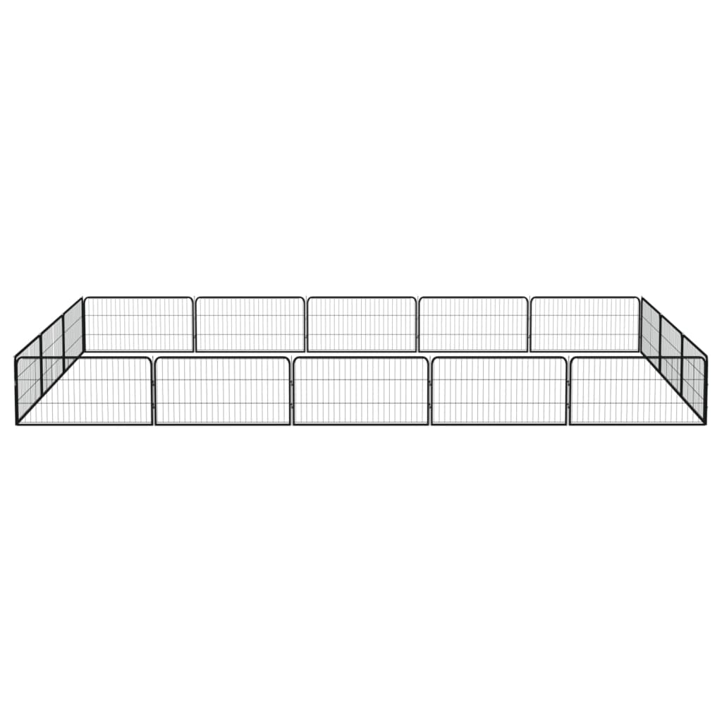 Vidaxl Kennel 16 paneles 100x50 cm de polvo -acero cubierto negro