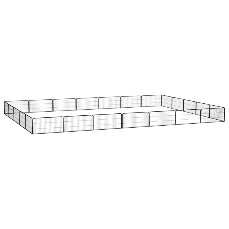 Vidaxl perrina 24 paneles 100x50 cm en polvo -acero cubierto negro