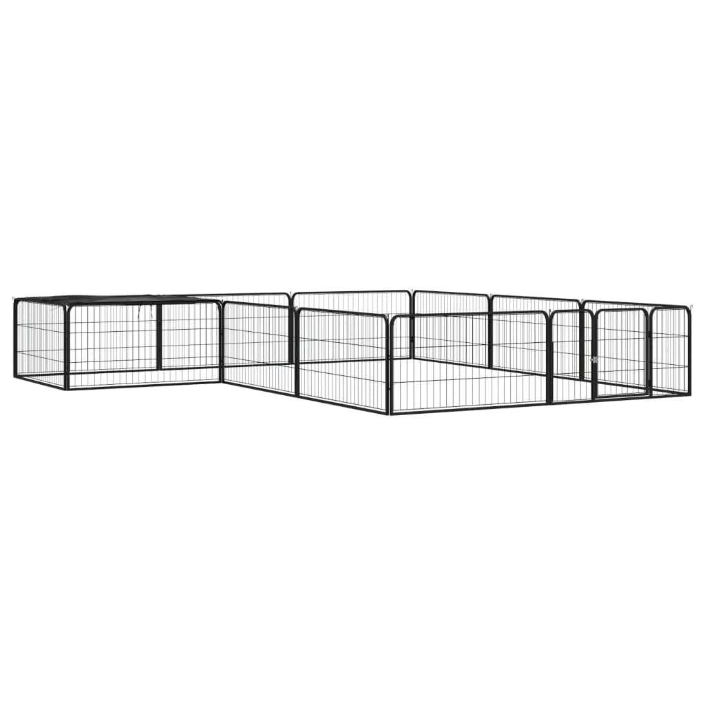 Vidaxl hondenkennel 12 panelen 100x50 cm gepoedercoat staal zwart