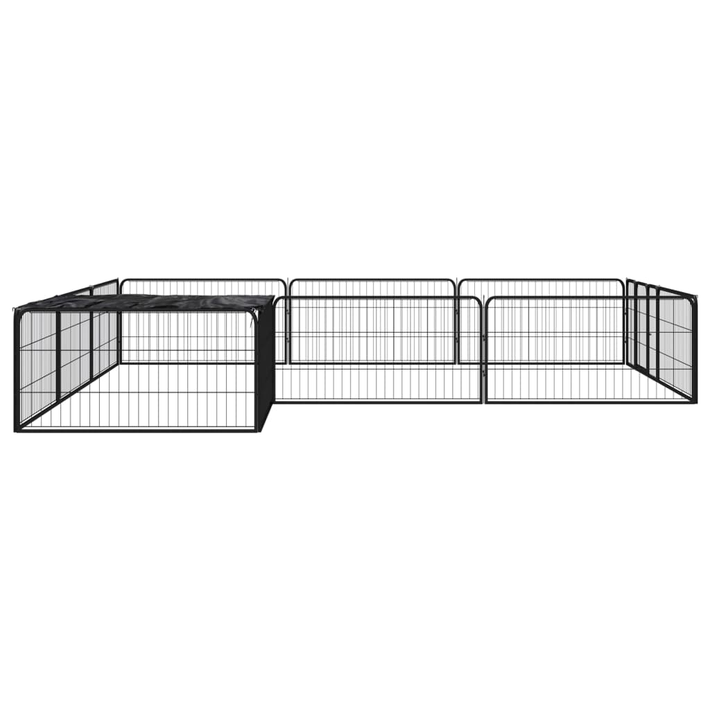 Vidaxl hondenkennel 12 panelen 100x50 cm gepoedercoat staal zwart