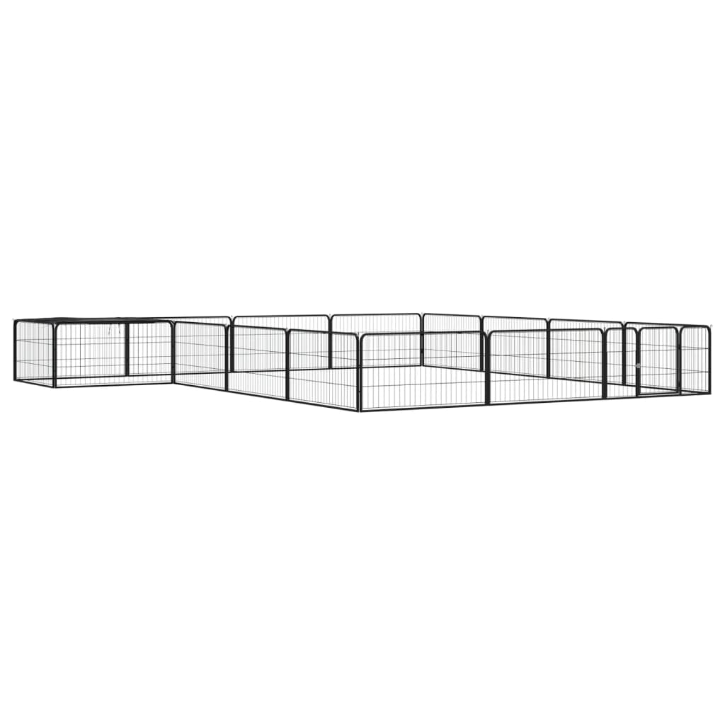 Vidaxl hondenkennel 16 panelen 100x50 cm gepoedercoat staal zwart