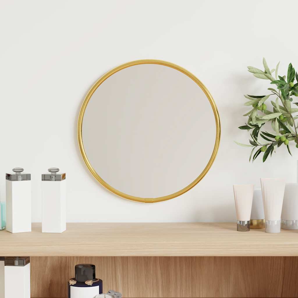 Espejo de pared Vidaxl alrededor de Ø20 cm de color oro
