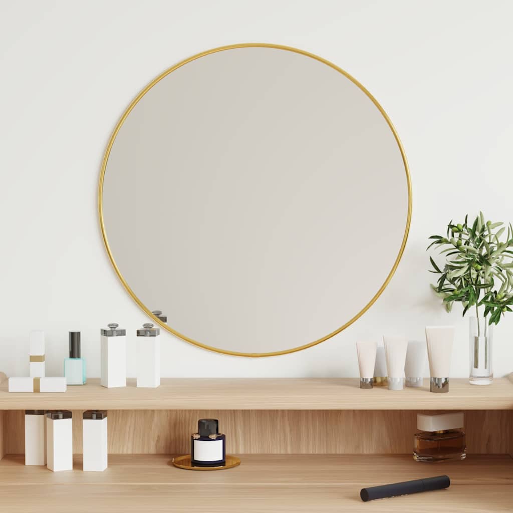 Espejo de pared Vidaxl alrededor de Ø50 cm de oro