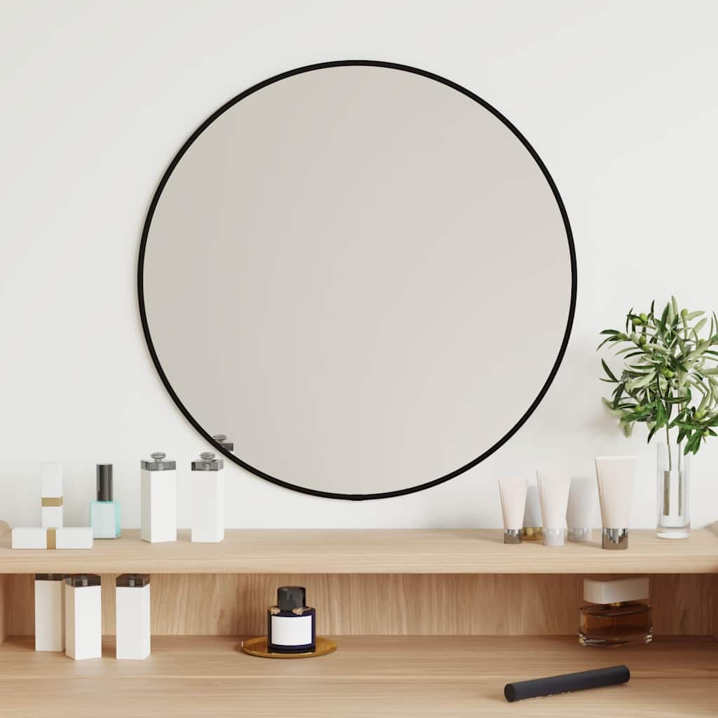 Vidaxl Mirror de pared redondo Ø50 cm negro