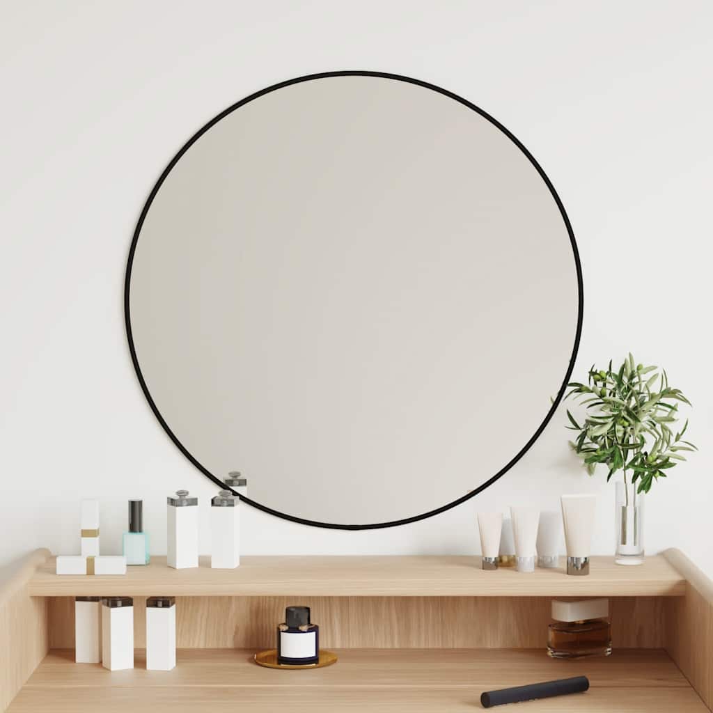 Vidaxl Mirror de pared redondo Ø60 cm negro