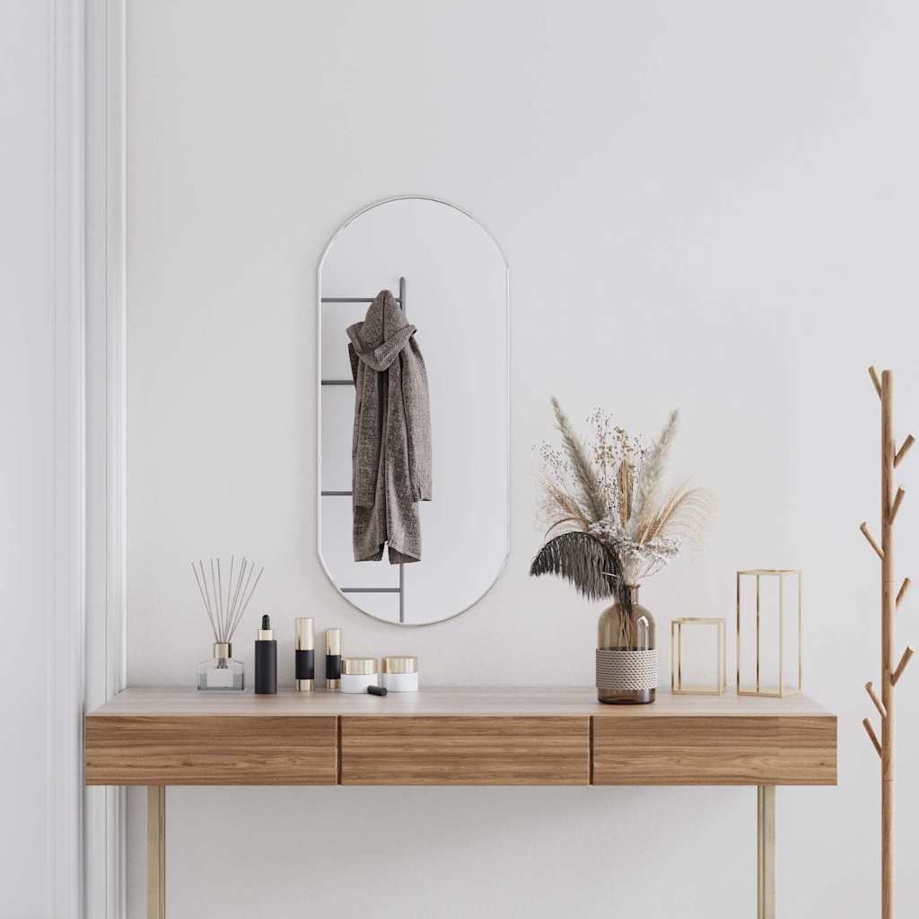 Specchio a parete Vidaxl 90x40 cm di colore argento ovale