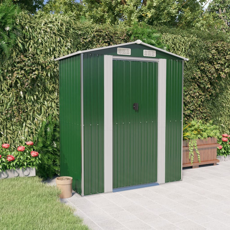 Vidaxl Garden Shed 192x108x223 cm de acero galvanizado verde