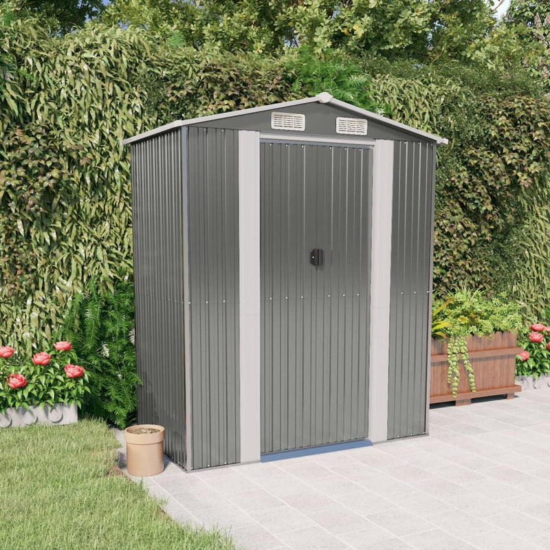 Vidaxl Garden Shed 192x108x223 cm de acero galvanizado gris claro