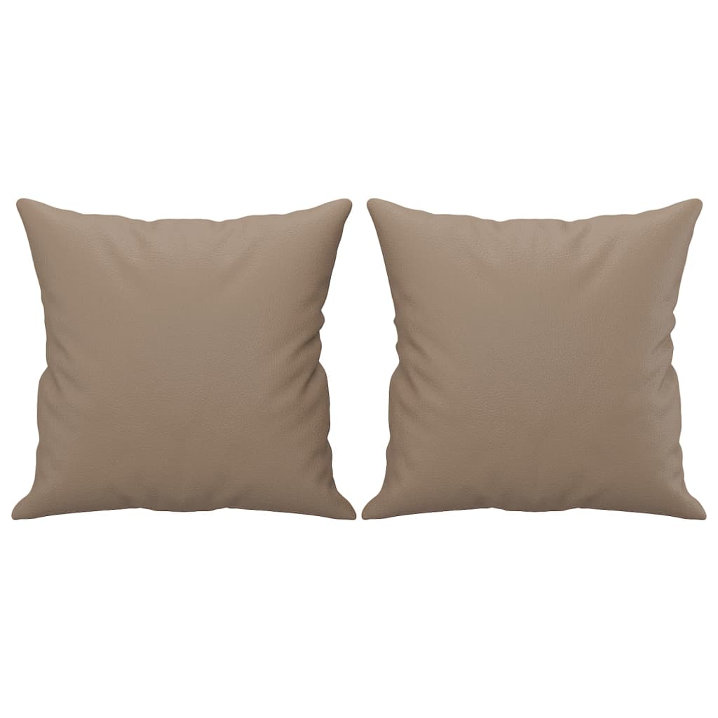 Vidaxl Cuscini decorativi 2 pezzi 40x40 cm Cappuccino in pelle artificiale