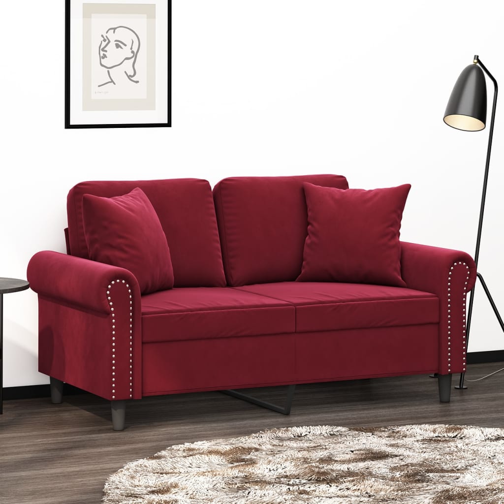 Vidaxl Cuscini decorativi 2 ST 40x40 cm Vino di velluto rosso