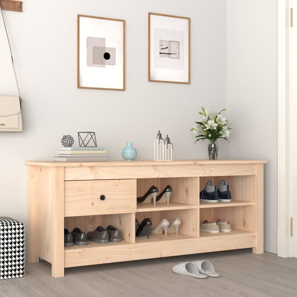 Vidaxl Cabinet da scarpe 110x38x45.5 cm Pino solido