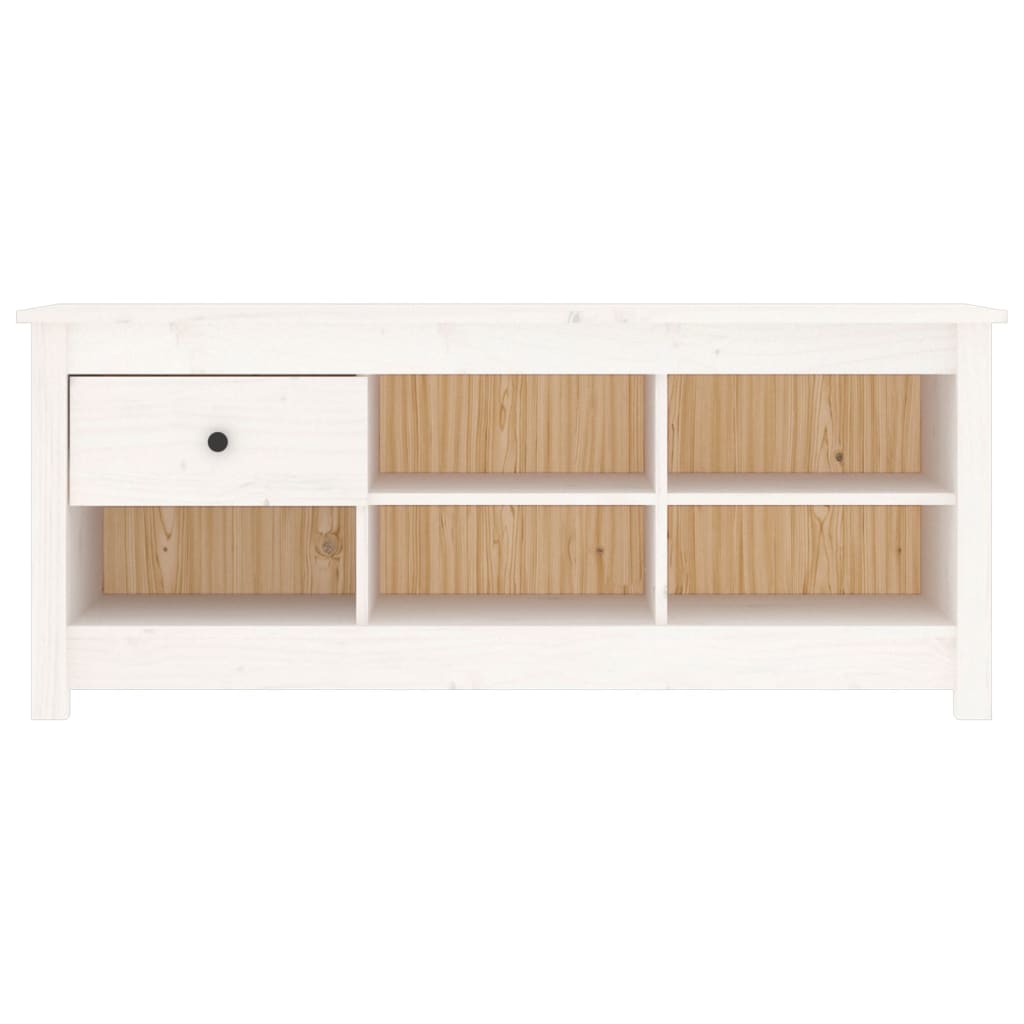 Gabinete de zapatos Vidaxl 110x38x45.5 cm de pino sólido blanco