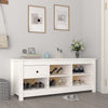 Gabinete de zapatos Vidaxl 110x38x45.5 cm de pino sólido blanco