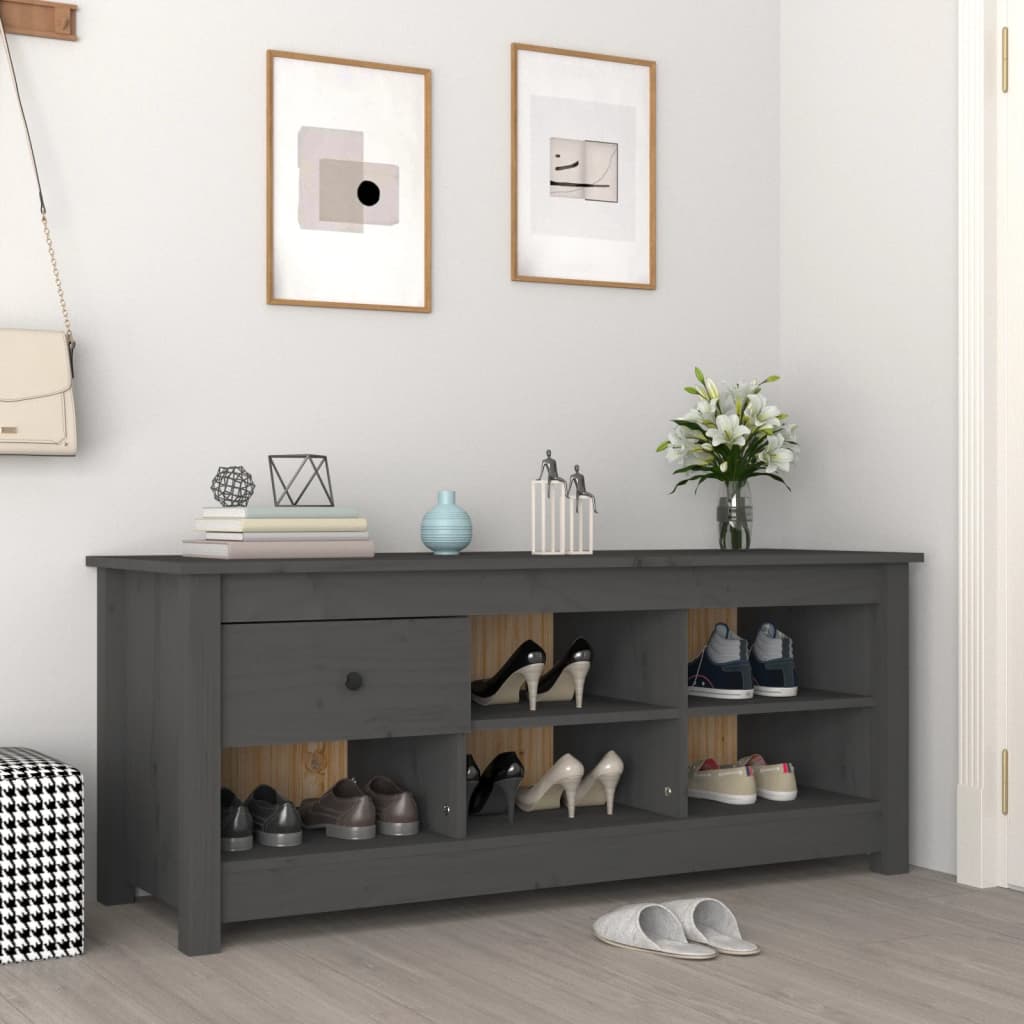 Vidaxx zapatero 110x38x45,5 cm madera maciza de pino gris