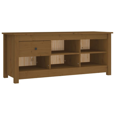 Vidaxl Cabinet da scarpe 110x38x45.5 cm Miele di pino solido