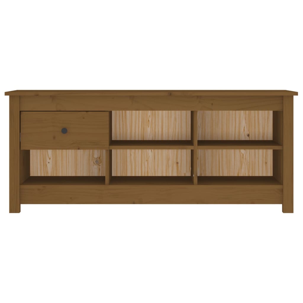 Vidaxl Cabinet da scarpe 110x38x45.5 cm Miele di pino solido