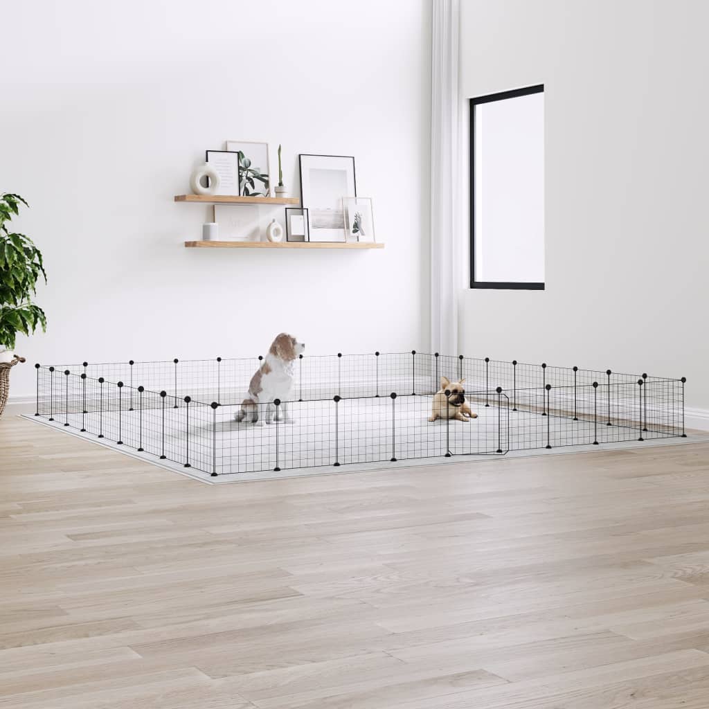 Vidaxl Pets Cage con puerta 36 paneles 35x35 cm de acero negro