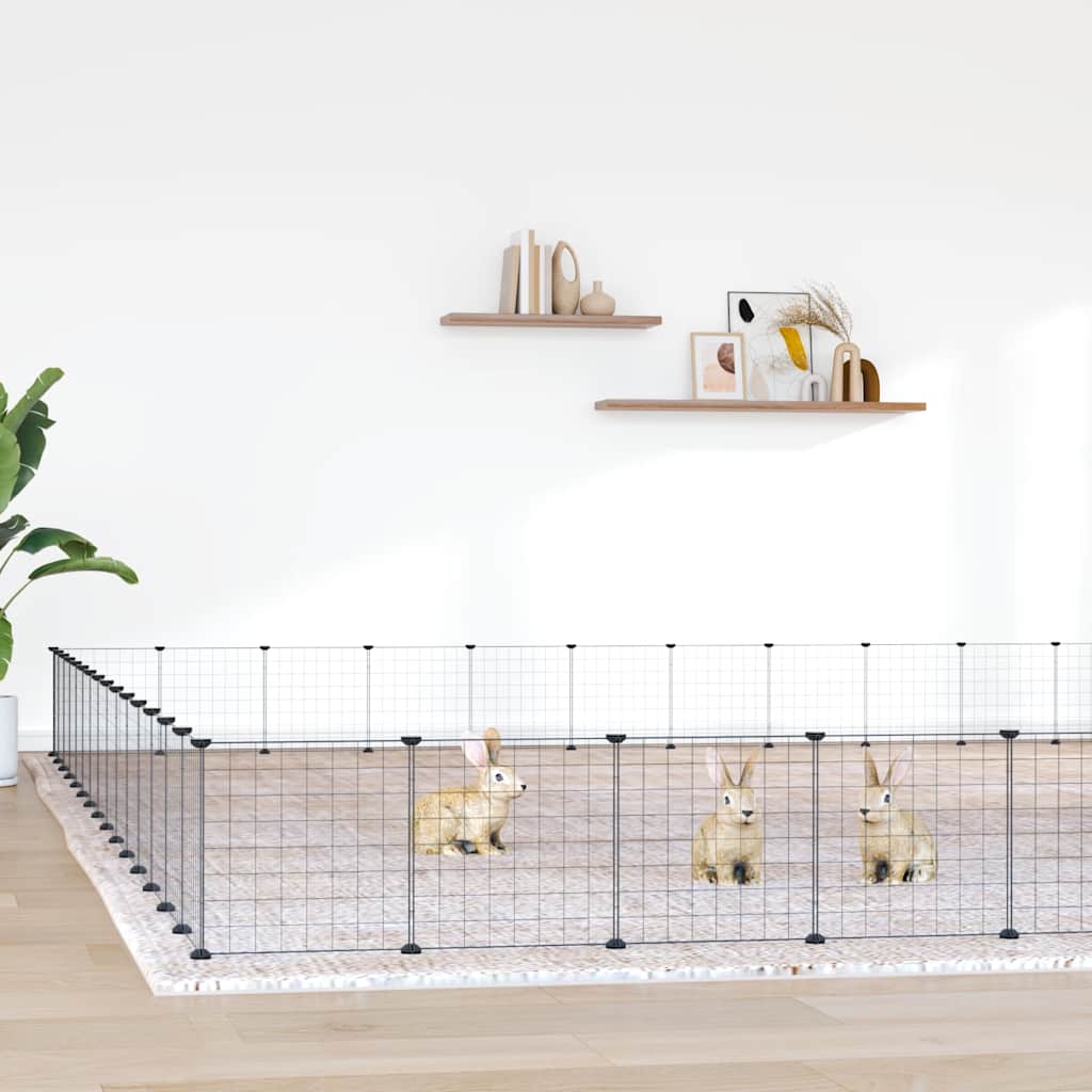 Vidaxl jaula de mascotas con puerta 60 paneles 35x35 cm de acero negro