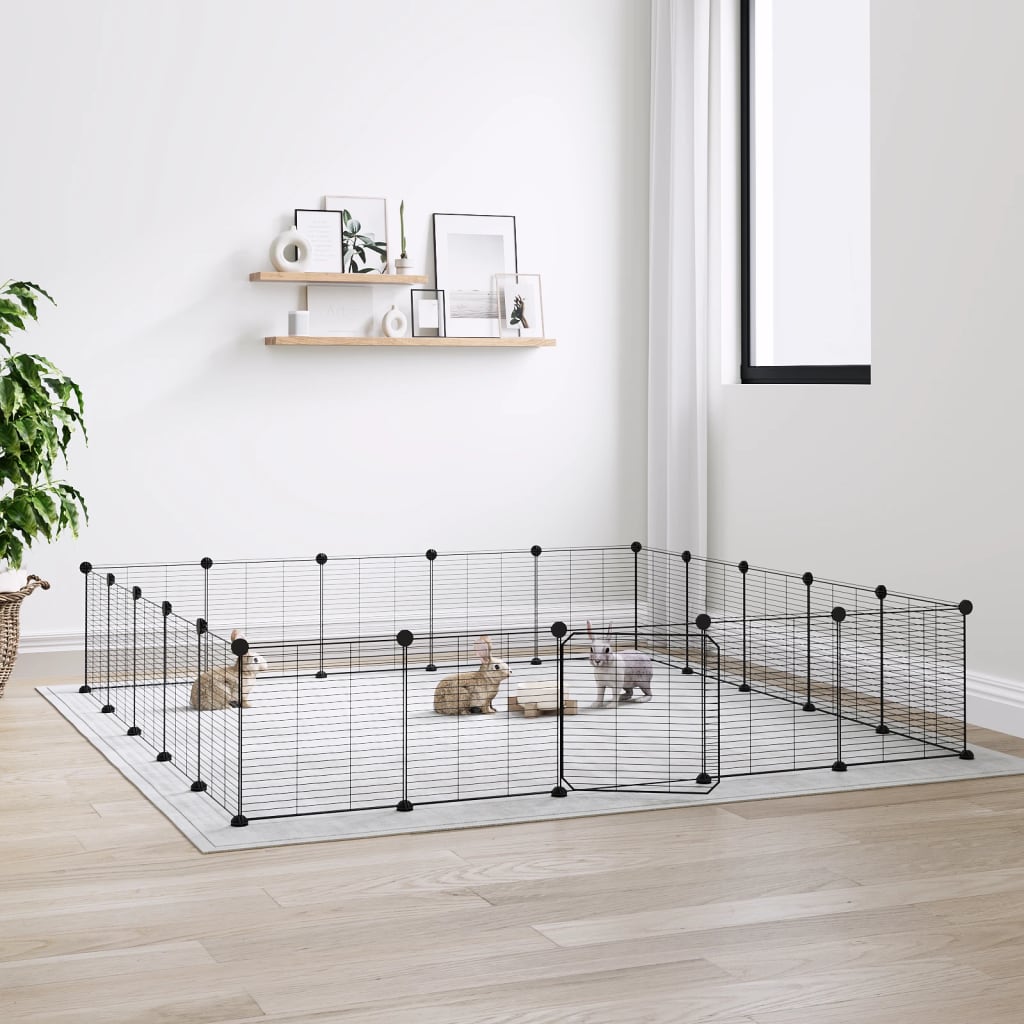 Vidaxl Pets Cage con puerta 20 paneles 35x35 cm de acero negro