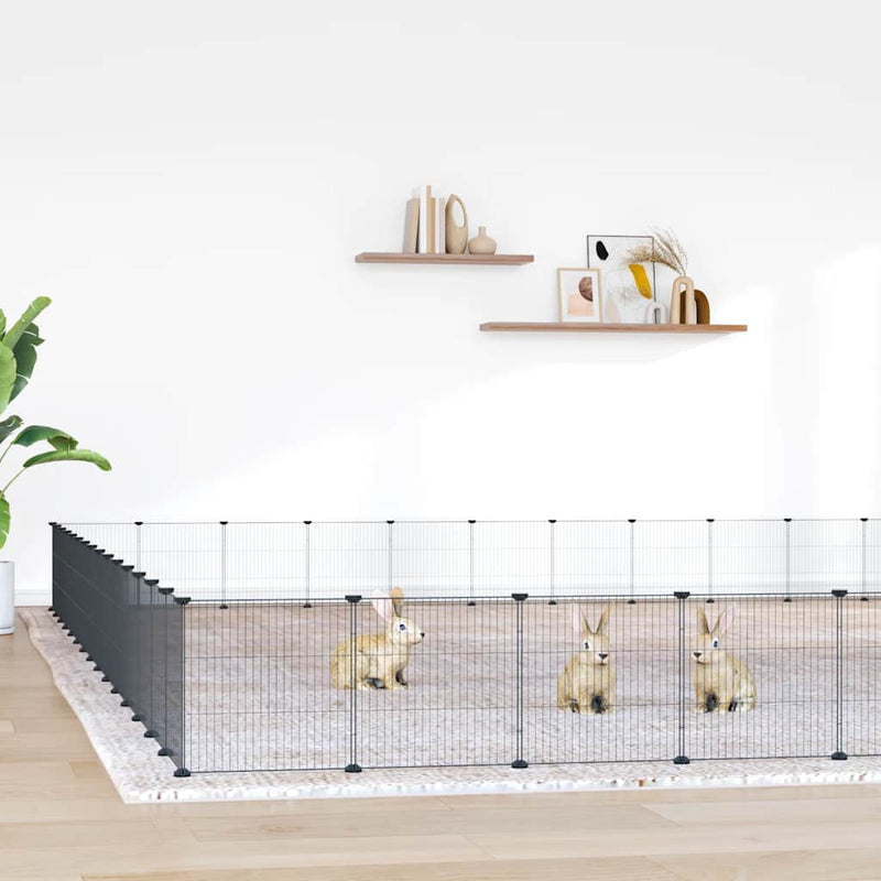 Vidaxl jaula de mascotas con puerta 60 paneles 35x35 cm de acero negro