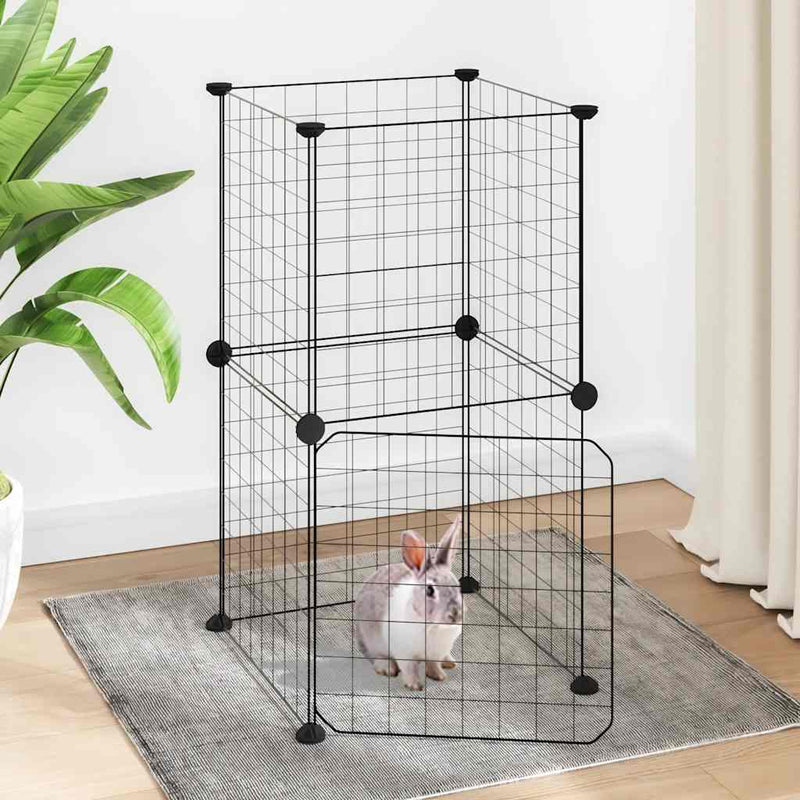 Vidaxl PETS Gabbia con porta 8 pannelli 35x35 cm Black
